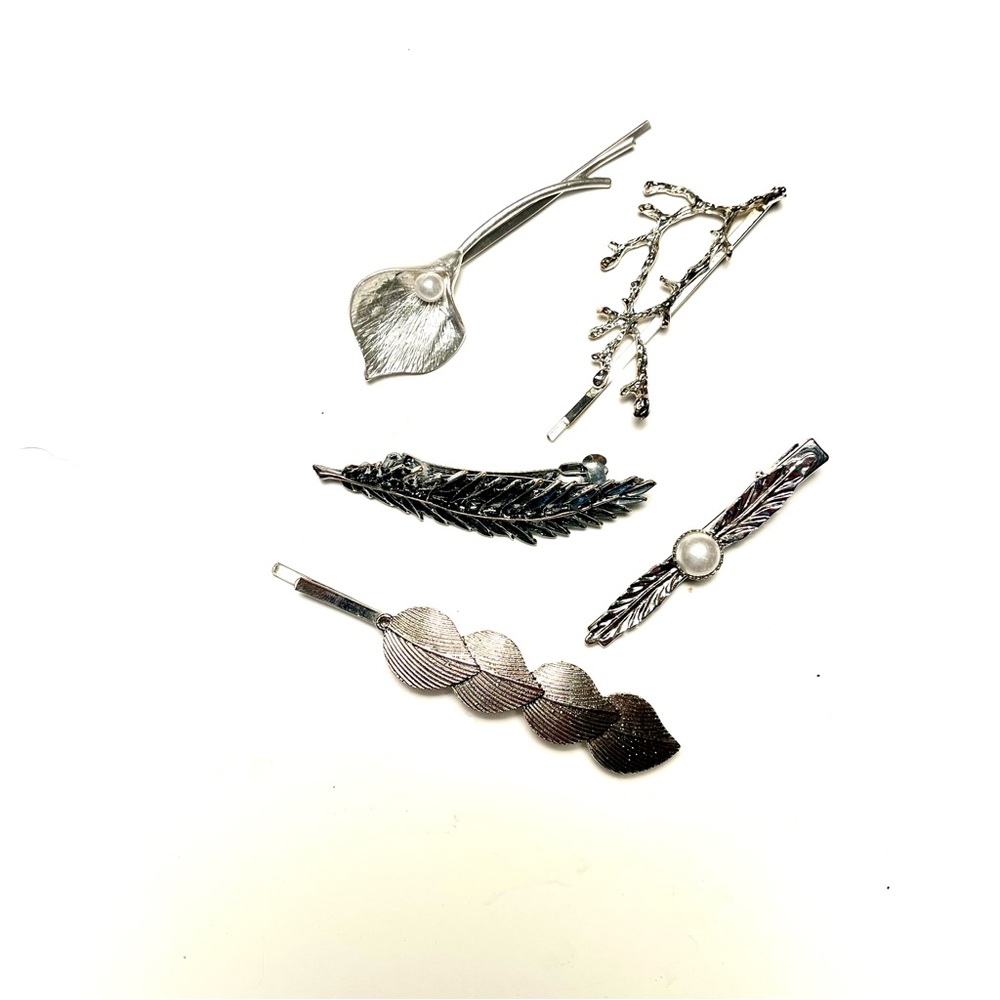 Silver Hair Clip Set